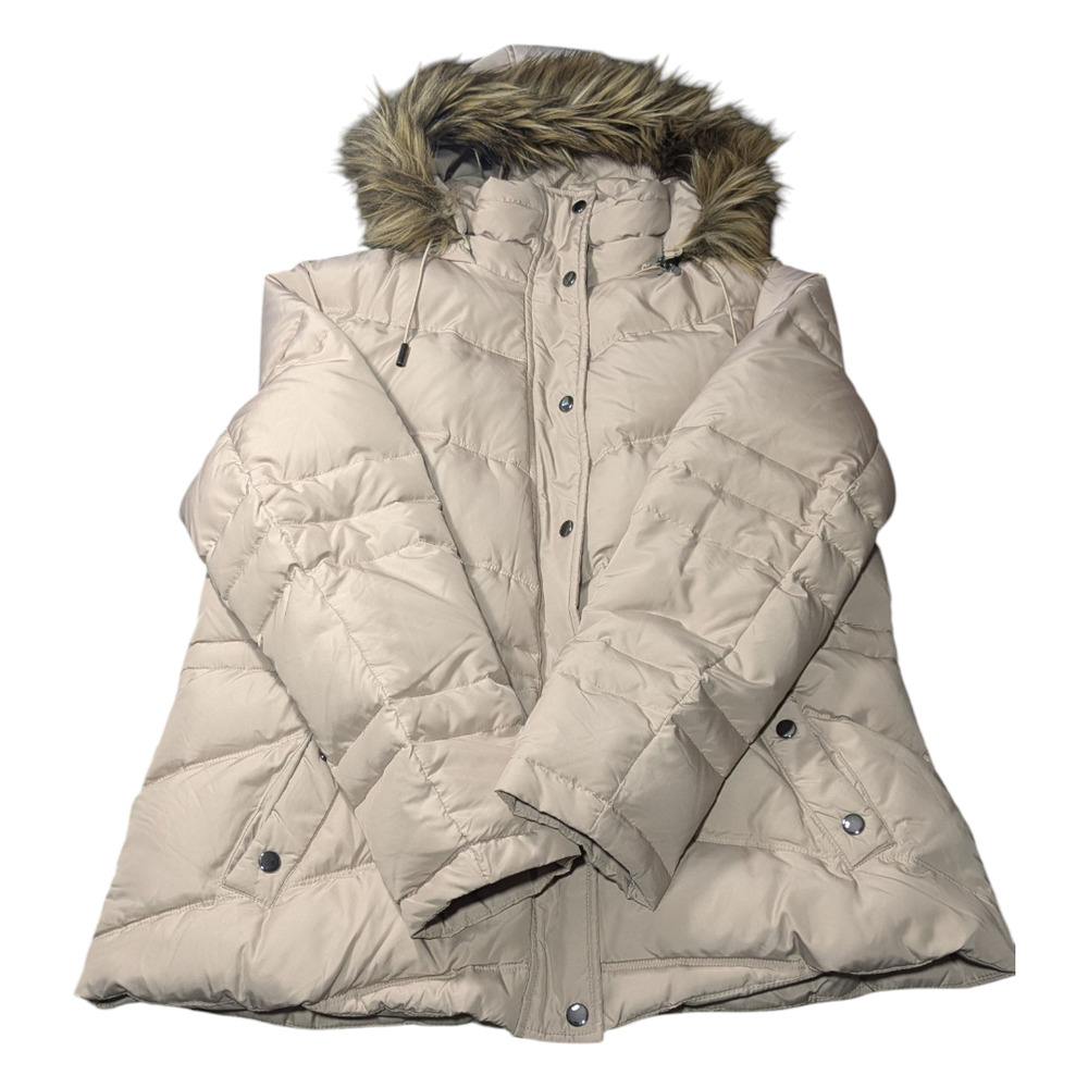 Kenneth Cole Reaction Puffer Jacket Size XXL Tan Beige Hooded